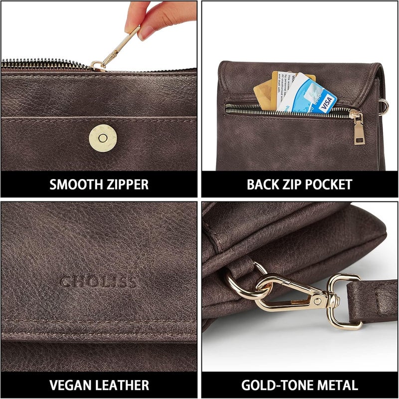 CHOLISS Small Crossbody Bags for Women, Vegan Leather Cell Phone Purse, Mini Travel Purse with Adjustable Strap Womens Gifts - Image 5